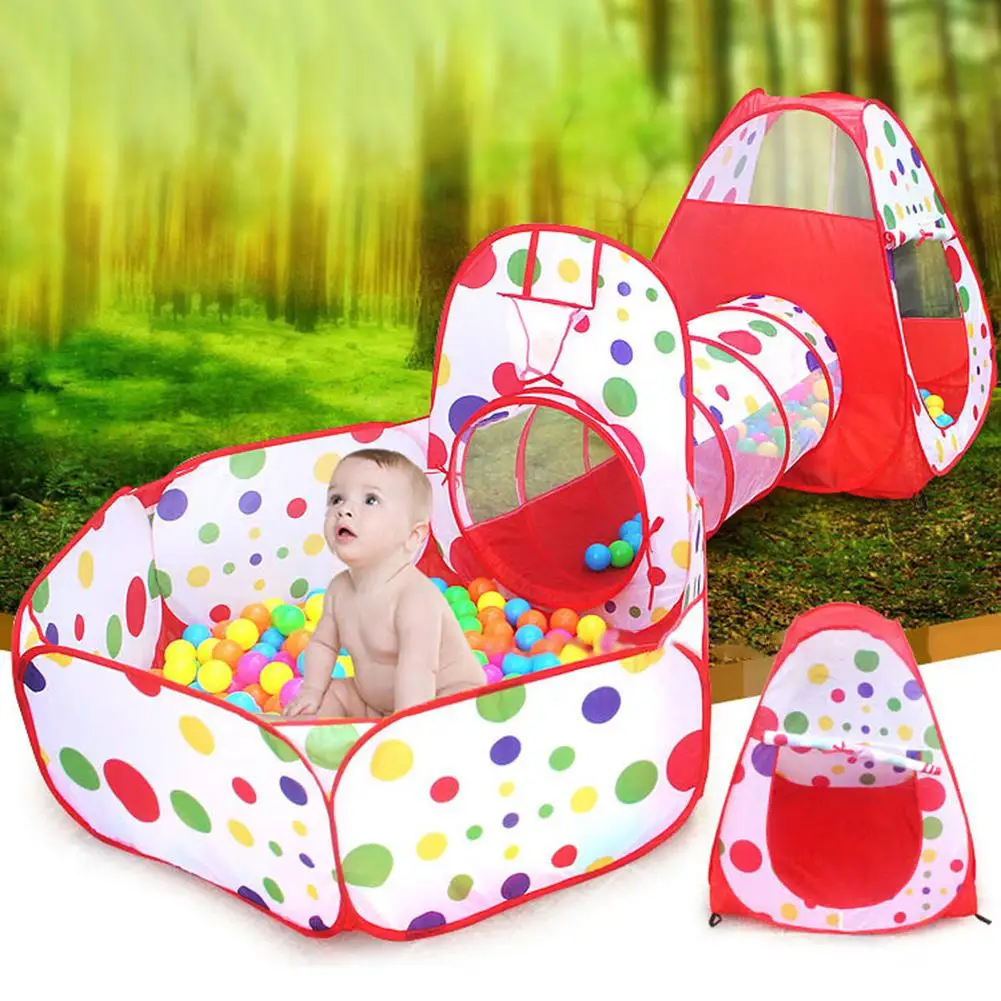 3 in 1 Kids Play Tent Indoor Outdoor Children Baby Kid Play House Tent Tunnel Ball Pool Toy Kids Toys Colorful Ocean Ball Pool 2