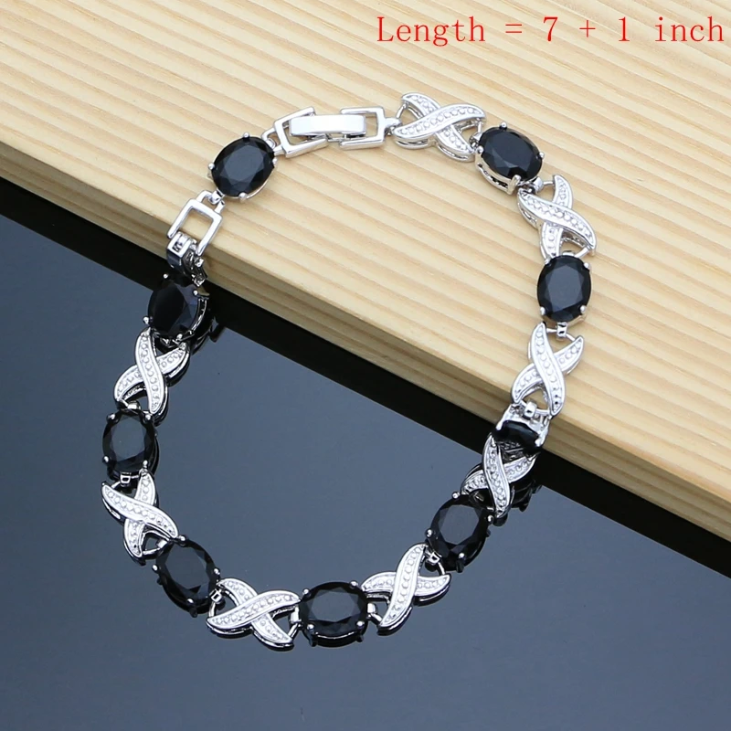 12 Colors Gemstone Silver 925 Jewelry Sets Black Obsidian Birthstone Earrings Bracelet Resizable Ring Necklace Wholesale 2
