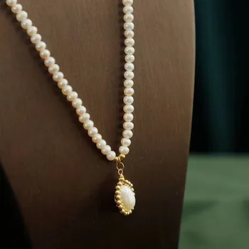 

18KGF Jewelry Trendy Women's Freshwater Pearl Choker Necklace Baroque pearl Korean Pendant Necklace Collana Perle 2020 Jewelry