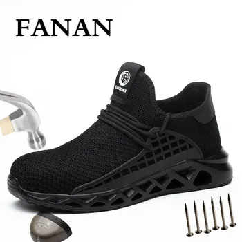 

FANAN Breathable Safety Shoes Men Boots New Design Breathable Mesh Non-slip Lightweight Anti-smashing Men's Sneakers Big Size 48