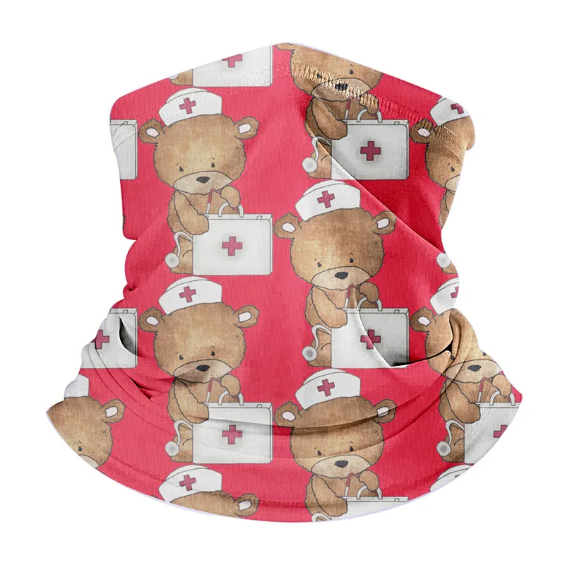 

Magic Scarf Cartoon Doctor Bear Pattern Seamless Balaclava Head Scarves Outdoor Sports Headband Neck Warmer Bandanas Anti Dust
