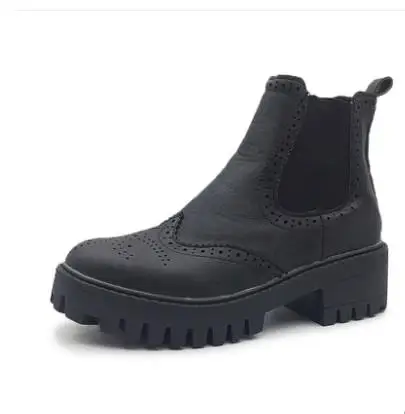 Single shoes Женские ботильоны; сезон весна-осень; модные простые кожаные ботинки на платформе без застежки; bota feminina; кожаные ботинки на плоской подошве - Цвет: Single shoes