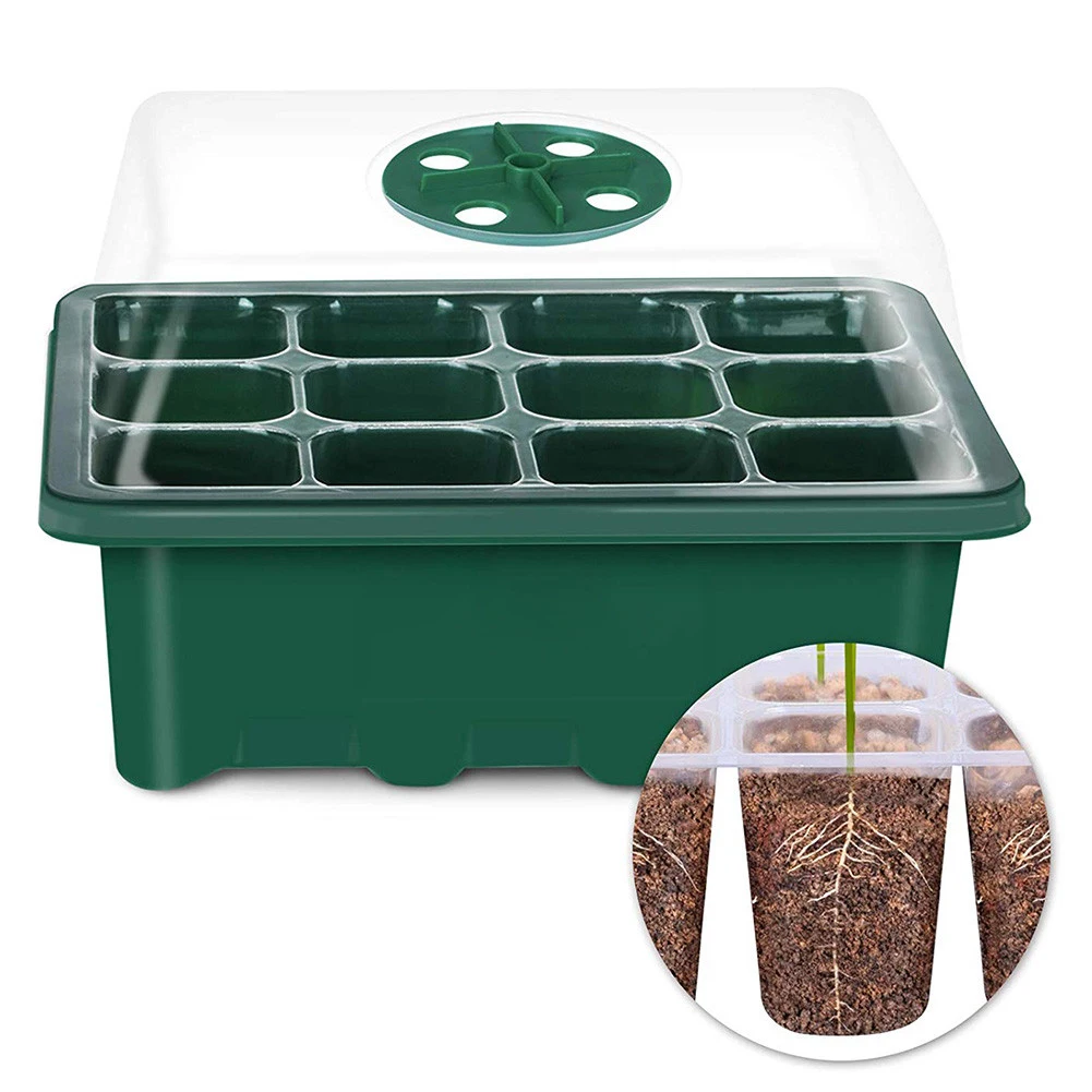 12Cells Hole Plant Seeds Grow Box Tray Insert Propagation Plastic Seeding Nursery Pot Home Crafts Nursery Pot