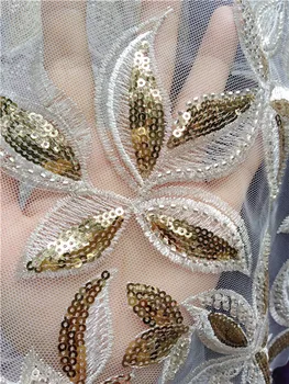 

Precious beads tube design 5yards beautiful african net tulle lace fabric with beads and sequins for women dress JINXIUSE041