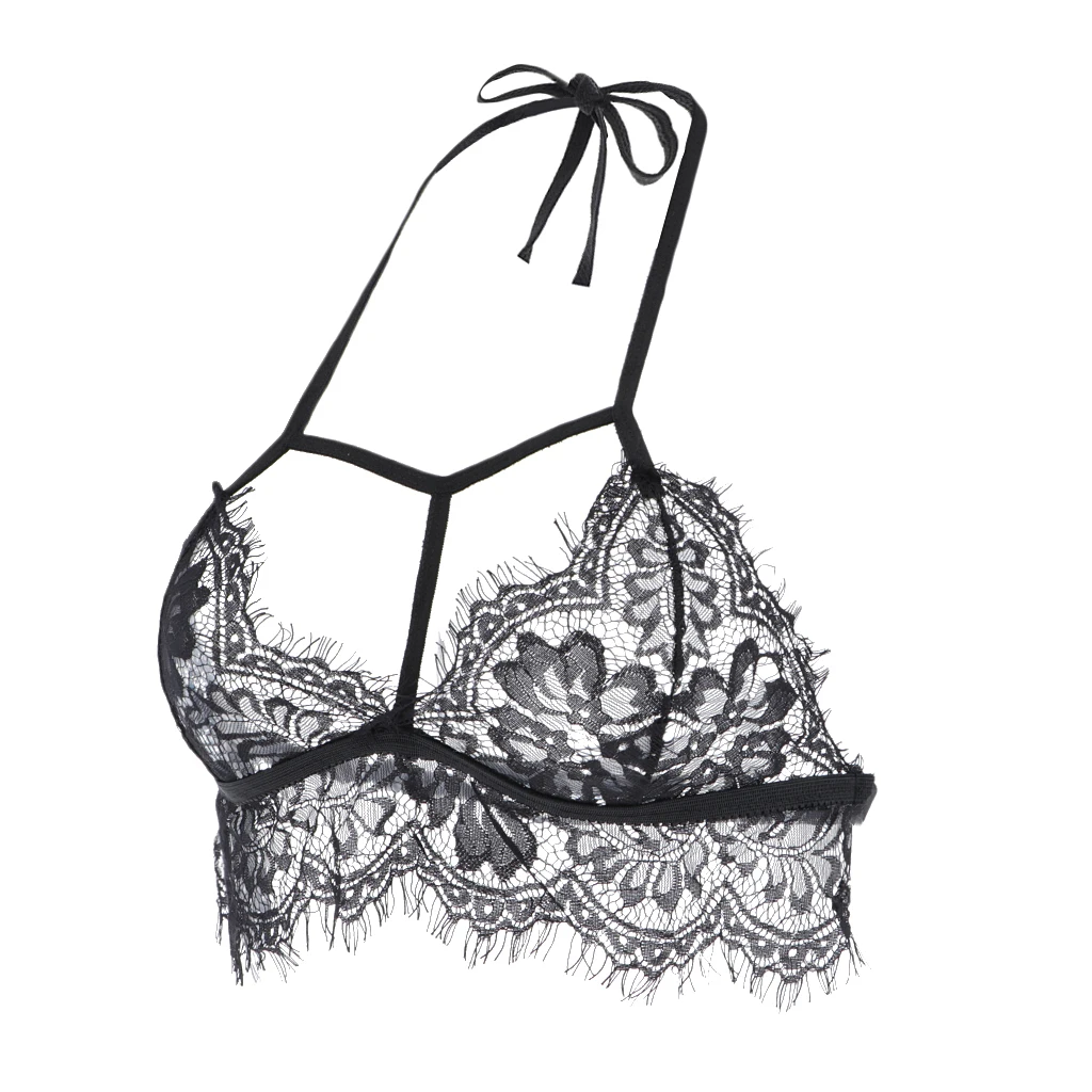 Women's Lace Hollow Perspective Bra Bikini Swimsuit Beach Swimwear Tops