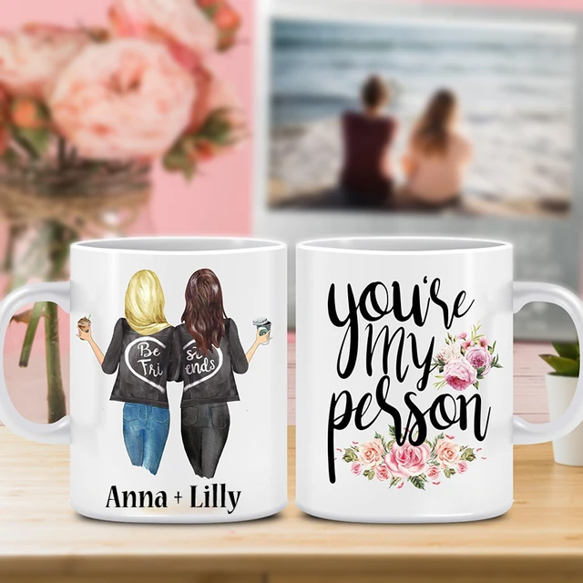 Jusqu'à 3 personnes, Tasse personnalisée meilleurs amis (homme-femme), –