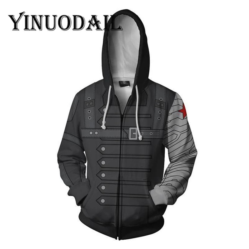 Avengers Winter Soldier Bucky Barnes Hoodie Sweatshirt Cosplay Jacket Coat - Foto 3