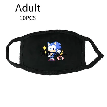 

10PCS Sonic The Hedgehog Mask Unisex Mask Sonic The Hedgehog Figure Dustproof Washable and Reusable Cartoon Cosplay Mask