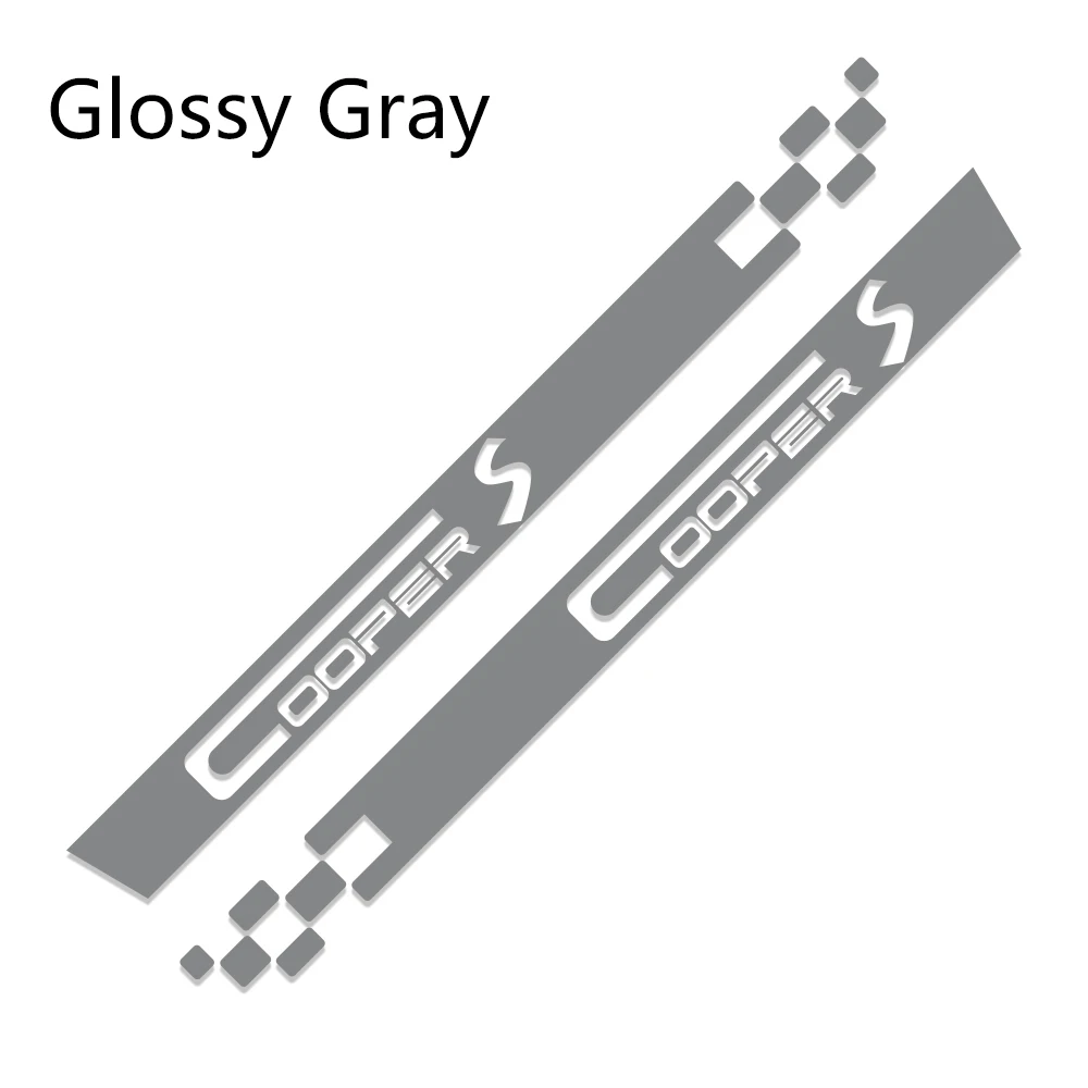 Glossy Gray 2 шт. автомобиль длинной стороне полосатые наклейки для Mini Cooper R56 R57 R58 R50 R52 R53 R59 R61 Countryman R60 F60 F55 F56 F54 аксессуары - Название цвета: Glossy Gray