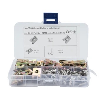 

No.10/No.12 Car Auto Fastener Clip U Type Nuts Installa Remove Convenient Simple M4x16 Self Tapping Screws 50/25pcs