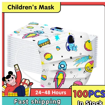 

24h Fast Shipping 100PC Children's mask Disposable Face Mask Industrial 3Ply Ear Loop Mascarillas Desechables De Colores Masks