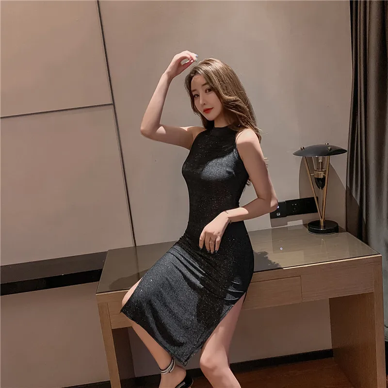 sleeveless Women's Clothing dresses black off shoulder Slim fit sexy summer style club woman dress fashion brands elegant dress