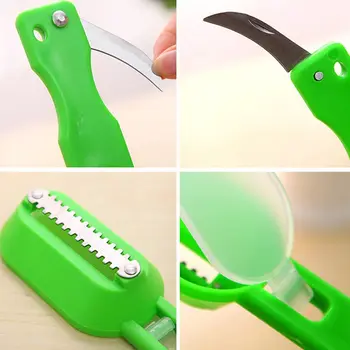 

1Pc Stainless Steel Knife Skinner Seafood Tool Kitchen Accessories Fish Scale Remover With Lid Cleaning Fish Skin Scaling
