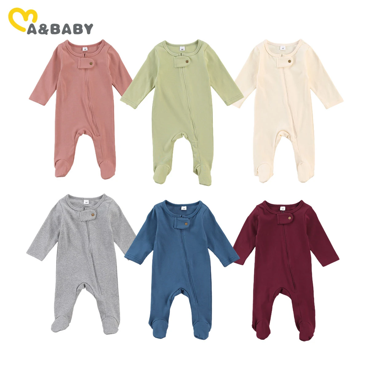 Ma&Baby 0-6M Autumn Spring Infant Newborn Baby Girl Boy Romper Long Sleeve Zipper Jumpsuit Soft Baby Clothing bright baby bodysuits	