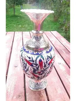 

Perfect Turkish Ceramics Silver Plater Authentic Ceramic Vase 35 cm
