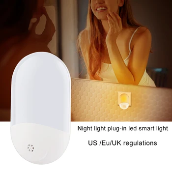 

EU US UK Plug-in LED Night Light Body PIR Motion Sensor/Dusk to Dawn Sensor Light Auto On/Off AC110V 220V Smart HomeLamp
