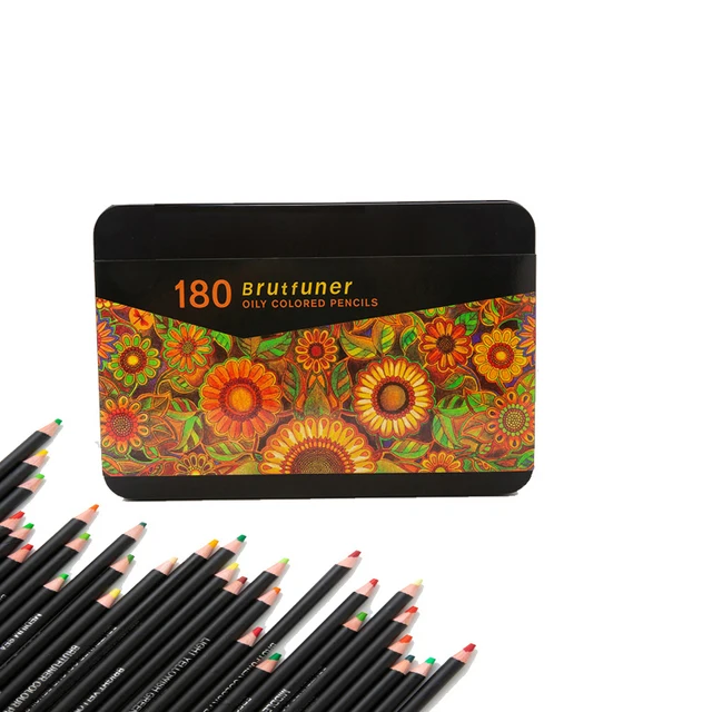 Colored Pencils Professional Set of 180 Colors, Soft WaxBased Cores