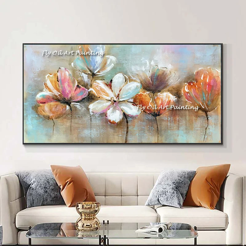 

100% Handmade Modern Colorful Flower Oil Painting Picture For Home Wall Designs Art Home Decoration Drawing