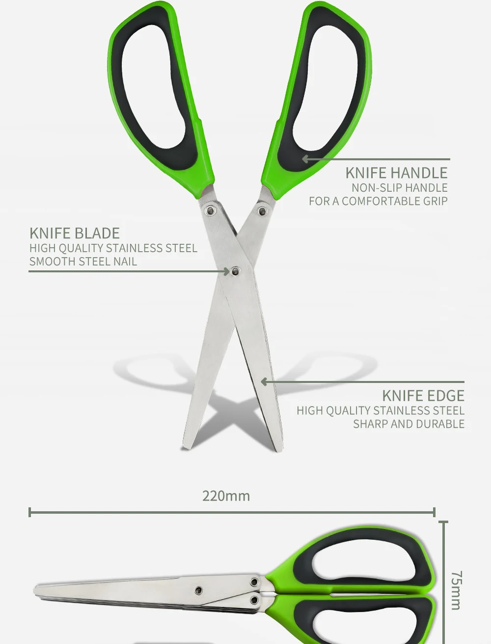 Xyj Многофункциональные кухонные ножи из нержавеющей стали 5 Многослойные ножницы для суши измельченные чешуйчатые ножницы для специй с кистью