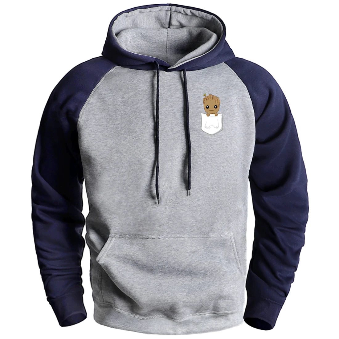 

Guardians Of The Galaxy Hoodies Cartoon Groot Print Winter Fleece Raglan Sweatshirts Male Causal Loose Fit Sportswear Hooded Top