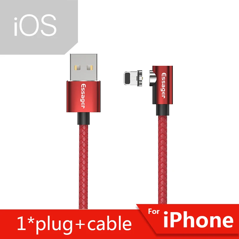 Магнитный usb-кабель Essager, кабель для быстрой зарядки типа C для iPhone 11 Pro Max XS Xiaomi 9, кабель для быстрой зарядки, магнитный кабель для мобильного телефона - Цвет: Red iOS Cable