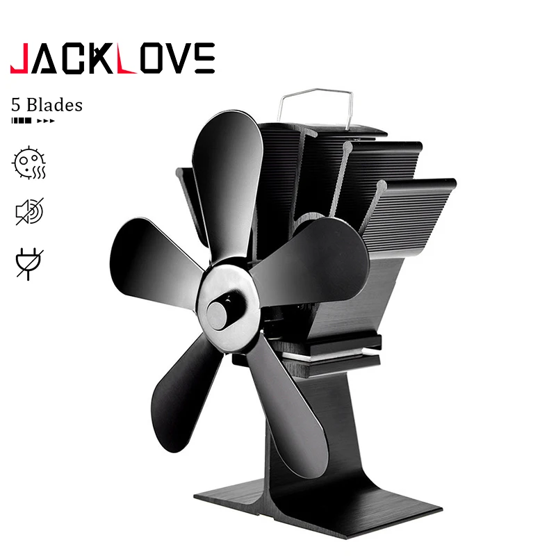 5 Blade Stove Fan Heat Fireplace Powered Log Wood Burner Friendly Quiet Home Efficient Distribution | Обустройство дома