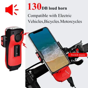 

Multifunctional Bicycle Mobile Phone Holder with 400 Lumen Bicycle LED Light 4000MAH Mobile Power Supply High Decibel Horn