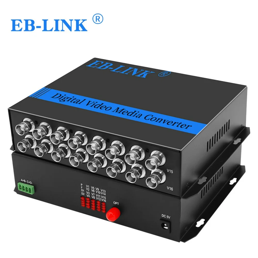 

1 Pair 16 Channel Digital Video Fiber Optical Media Converters Extender Single Mode FC Fiber Optic Up to 20Km for CCTV Security