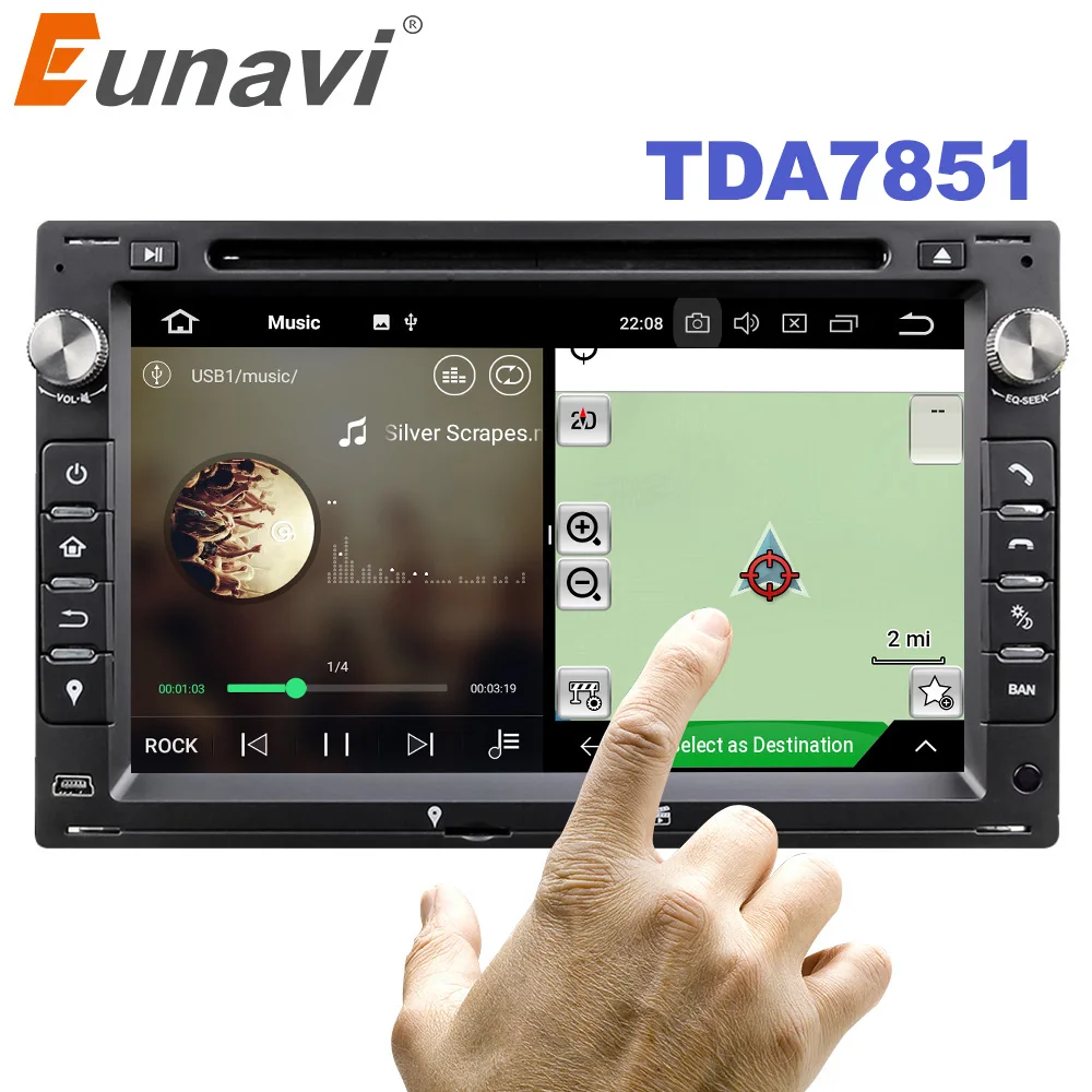 Автомобильная стереосистема Eunavi in dash для VW Volkswagen PASSAT B5 MK4 MK5 JETTA BORA POLO TRANSPORT T5 Android 9.0