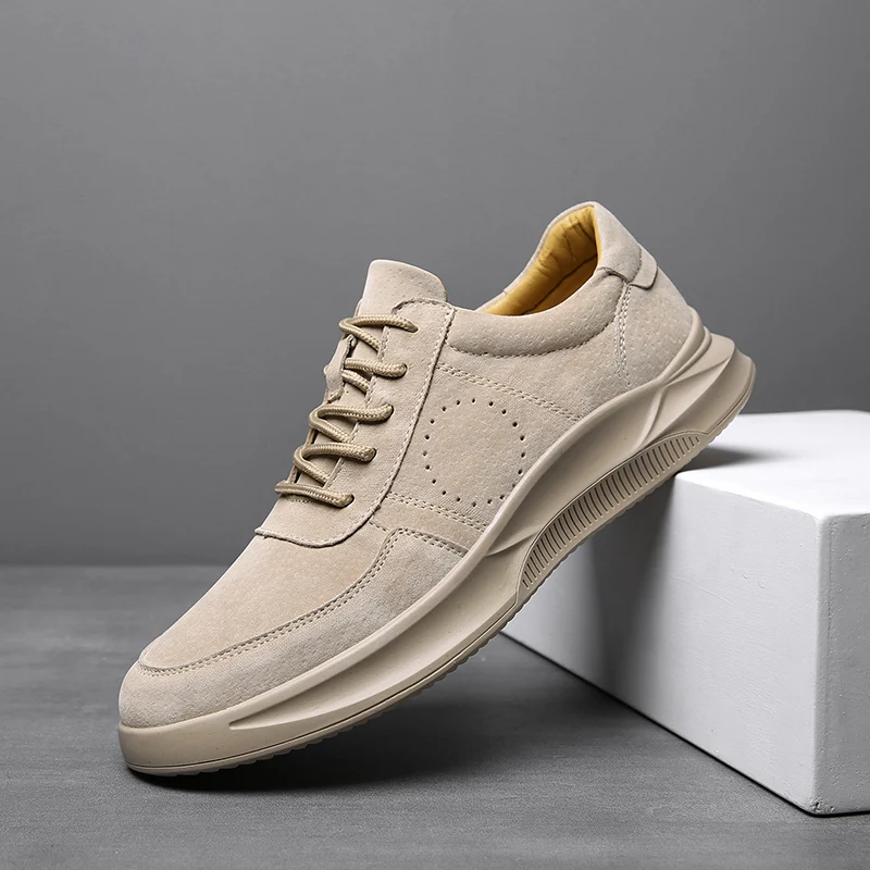 

Spring 2019 Genuine Leather Men Shoes Gray Youth Casual Shoes For Men Designer Sneakers Non-Slip Flats Male Shoes