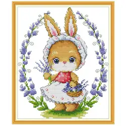 1 комплект цветок кролик DIY ручной работы Рукоделие Счетный 14CT печать крестиком Декор