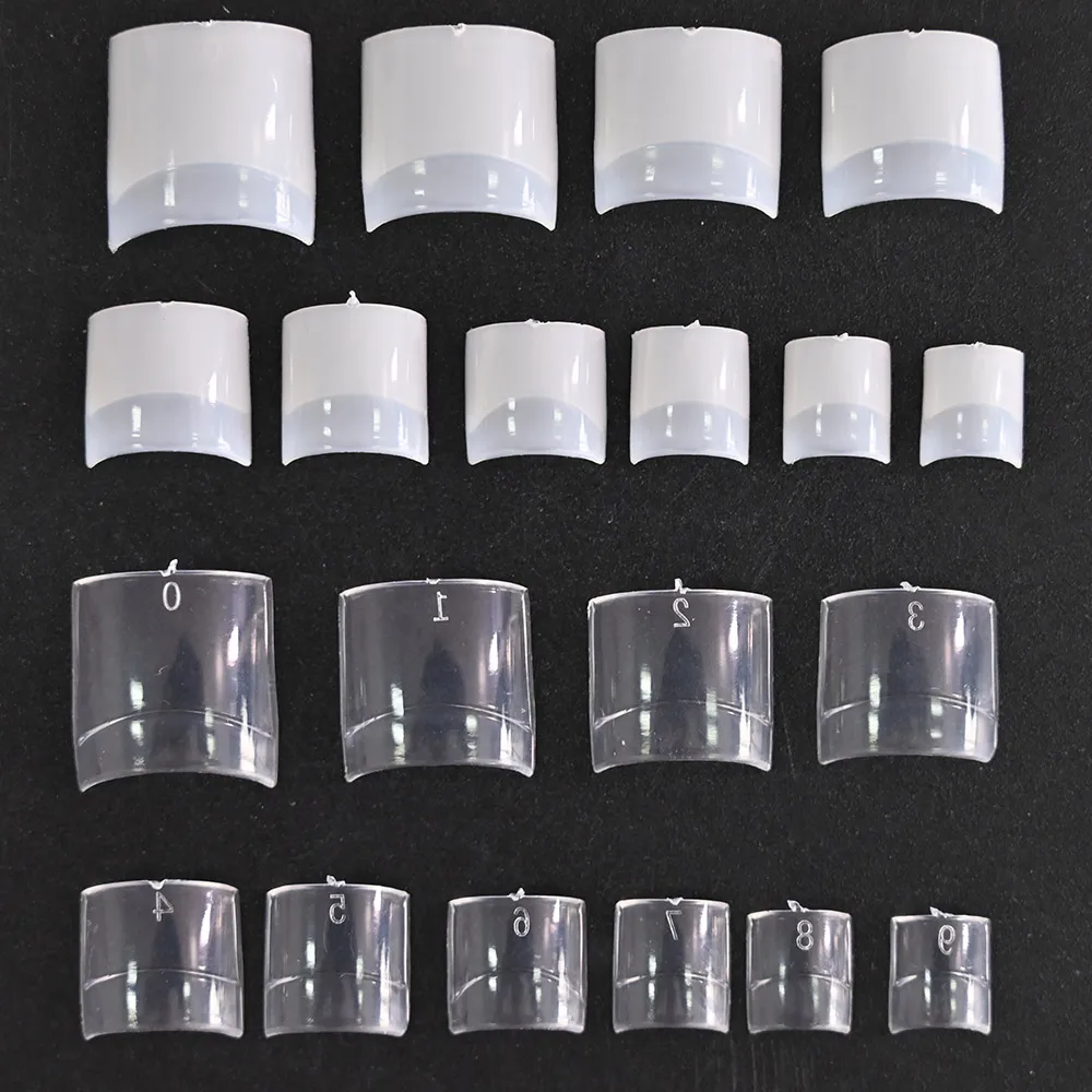 Fake nails french nails nail tips false nails false nail tips 500Pcs/Bag short square nail tips French half cover artificial 10(0-9) size clear/natural fake acrylic manicure