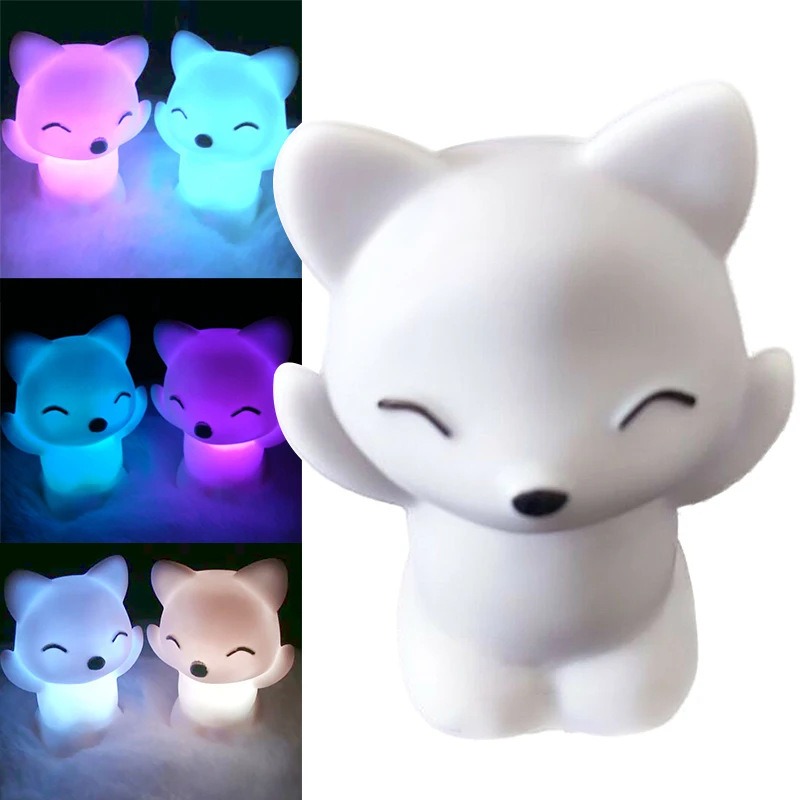 Economical Lovely Foxes Shape LED Night Light Lamp 7 Changing Colors