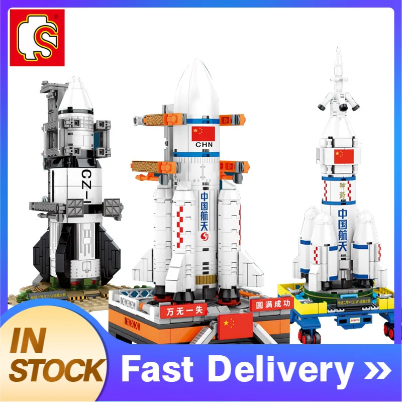 

SEMBO MOC Aviation series Super cute Rockets Building Blocks CZ-2F CZ-5 CZ-1 Launch vehicle Bricks Toys for Kids