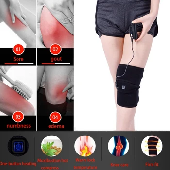 

Rechargeable Thermal Knee Heating Pad Gym Cramp Arthritis Pain Relief Knee Protection Wrap Support Knee Sleeves Massage Belt