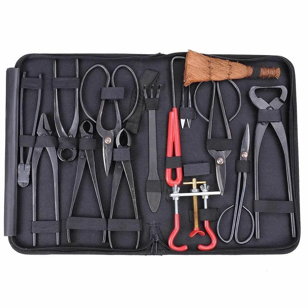 

High Quality bonsai tools set multi-function bonsai kit 14 - piece set Carbon Steel Shear Set and Tool Kit /Roll Wires