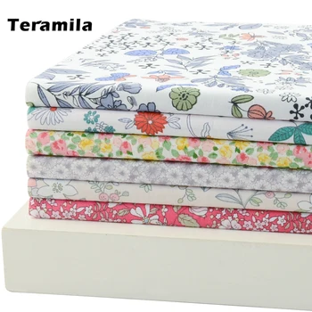 

TERAMILA Telas 100% Cotton Fabric Printed Flower Fat Quarters Quilting Patchwork Doll Sewing Cloth DIY 6 PCS/40cmx50cm Tissu