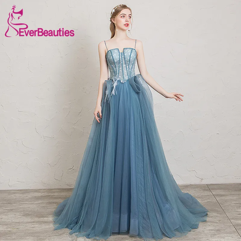 

Robe De Soiree Sweetheart Prom Dress Long 2019 Tulle Appliques Spaghetti Straps Formal Party Gowns Vestidos De Gala