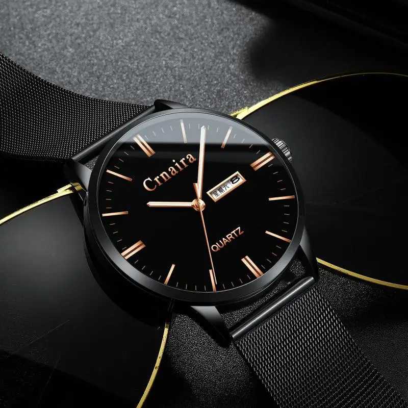 

Watch Men Watches Ultra-Thin Business Men Watches Quartz Stainless Steel Band Simple Date/Week Wrist Watch for Male Clock