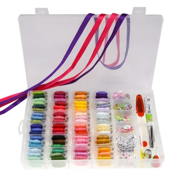 

Embroidering Tool Suit Wrapped With Thread Board Poked With Music 72-Colors Cross Stitch Thread Embroidered Thread Box