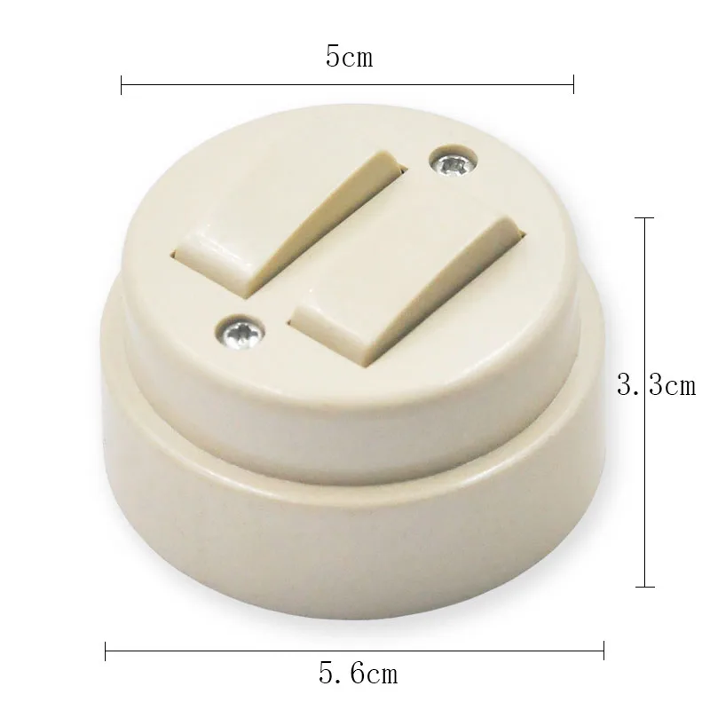 2 шт., для обустройства дома, плоский настенный тумблер, Круглый, установленный, старый стиль, лампа, кнопочный переключатель, 10A
