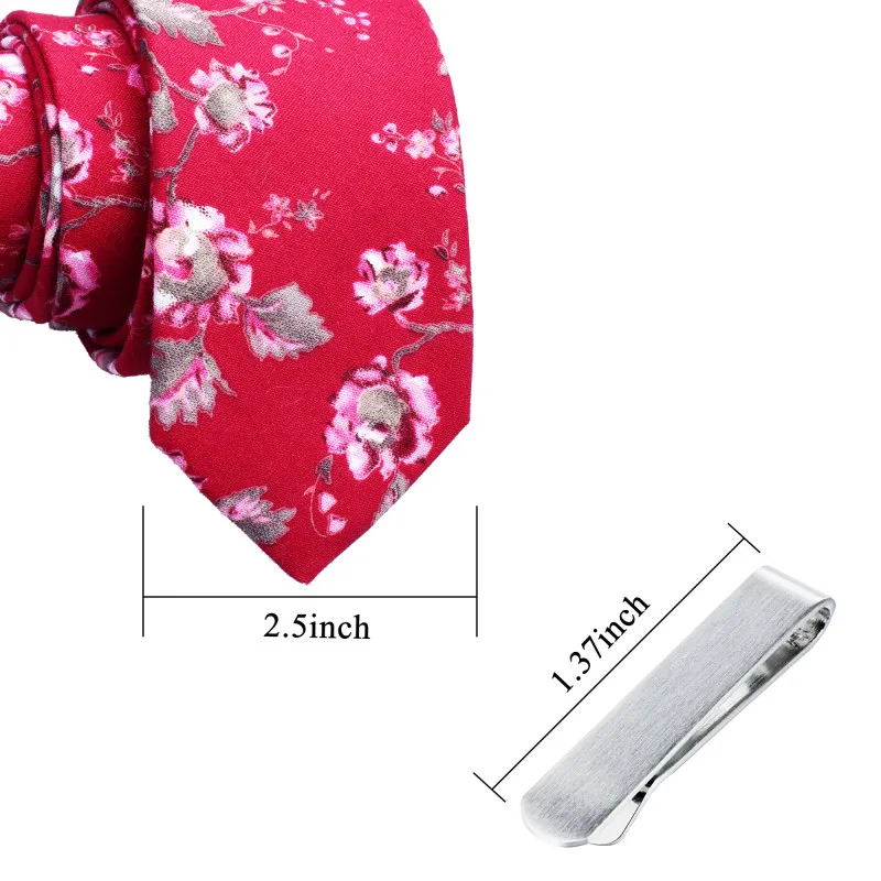 2.5 inch HAWSON узкие цветочные окрашенные галстуки для мужчин хлопчатобумажный галстук с Зажим для галстука подарочная коробка пакет - Цвет: 2.5 inch