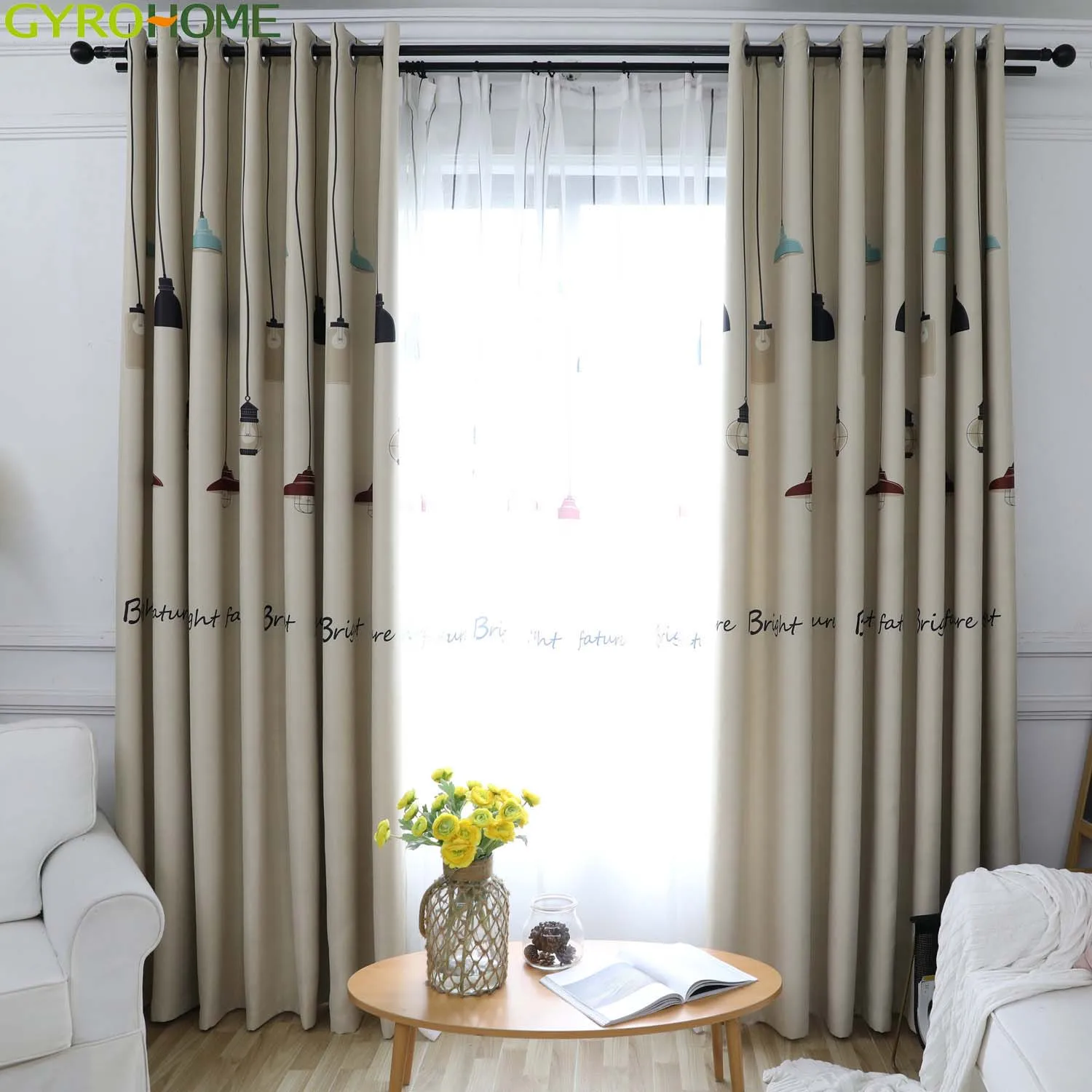 Lamp Pattern Design Printed Drapes Living Room Cartoon Blackout Window  Curtains Fabric For Children|Curtains| - AliExpress