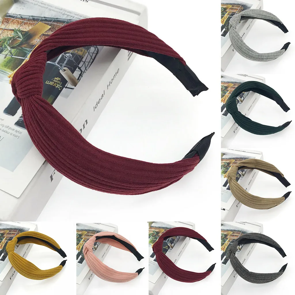 Rockabilly Solid Color Wired Headbanf Polka Tartan Retro Scarf Wire Hair Band |