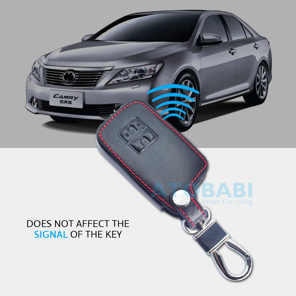 Кожаный чехол для ключей Toyota Auris Camry RAV4 Avalon Yaris Verso 2012 2018 2 кнопки без ключа пульт