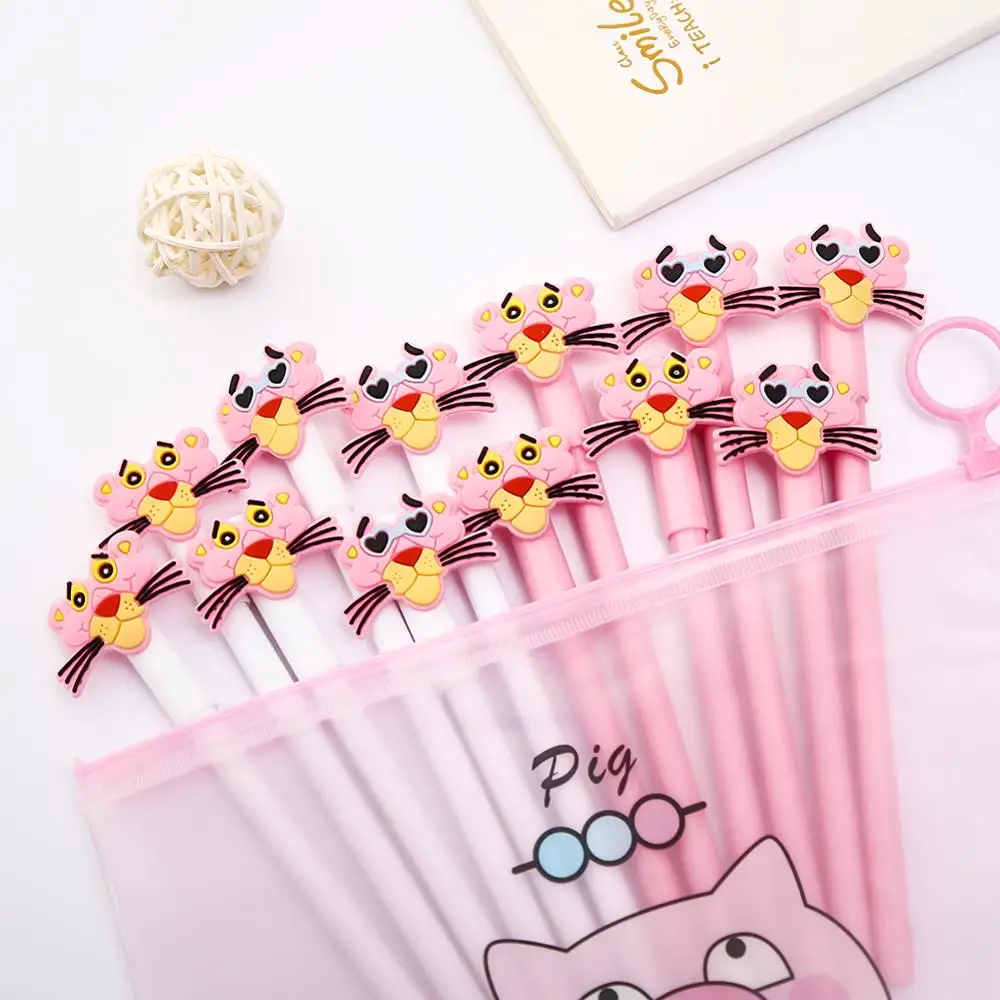 12 шт./компл. Kawaii Розовая пантера гелевые ручки милые синие чернила животных