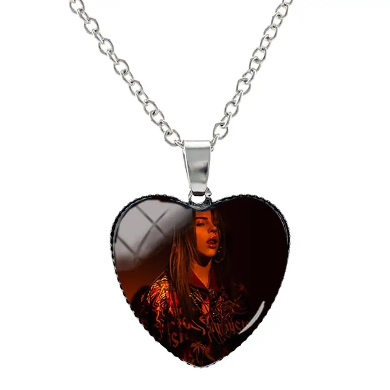 TAFREE хип хоп Билли эйлиш сердце кулон ожерелье Билли эйлиш женщина стеклянный кабошонный купол женщин сердце ожерелье чокер HB05 - Окраска металла: HB18