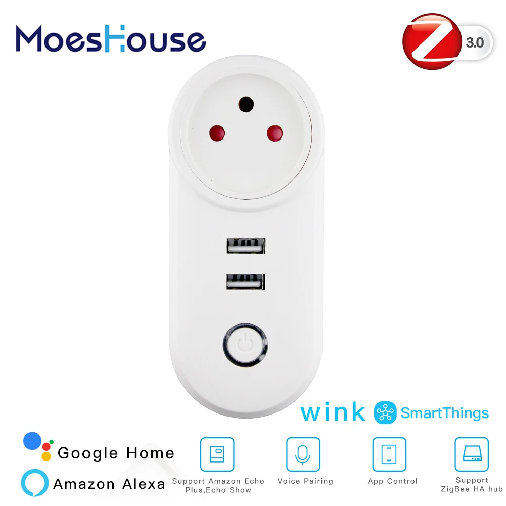 IL ZigBee3.0 двойной USB беспроводной разъем SmartThings приложение дистанционное управление эхо плюс Голосовое управление работа с Alexa Google Home
