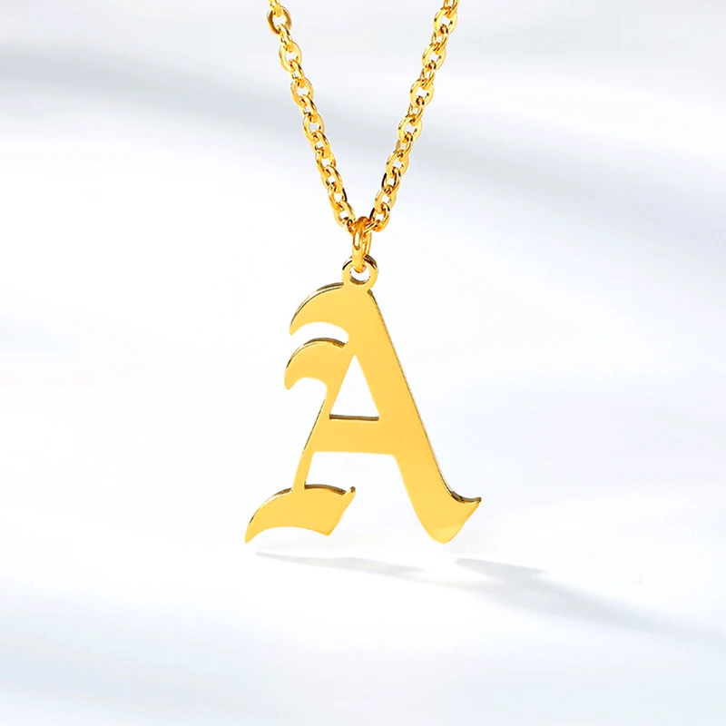Letter Initial Necklaces Jewelry Chain Male Rose-Gold Stainless-Steel Women Silver-Color