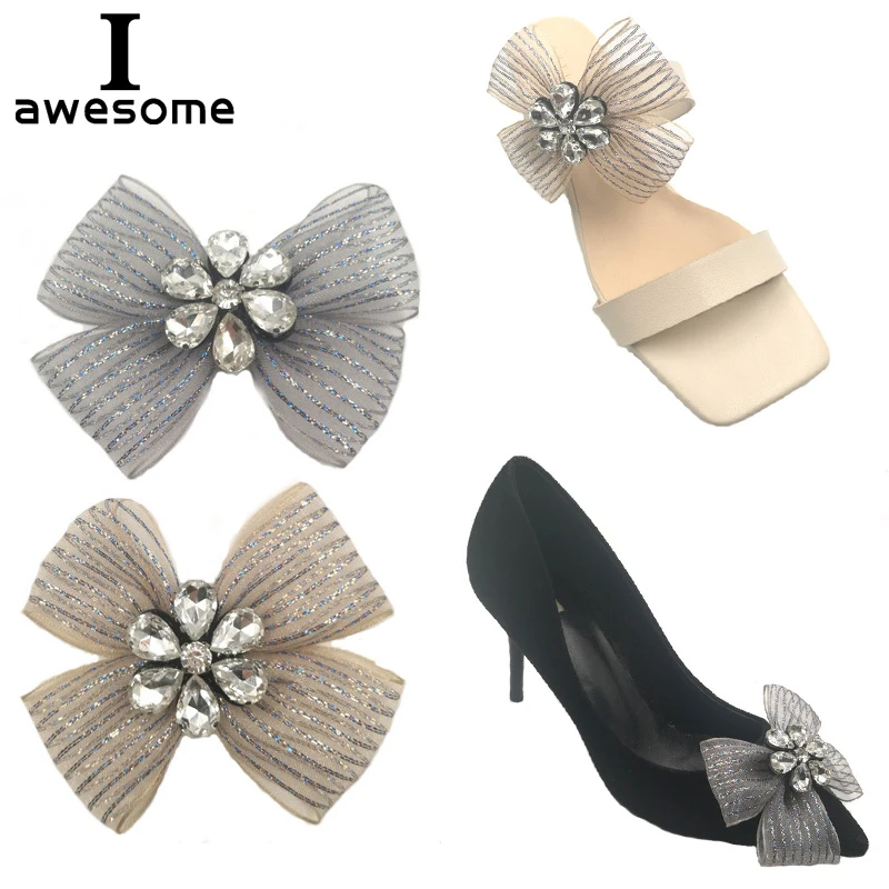 Adornos de zapatos con lazo para boda, accesorios para zapatos de fiesta, de tacón alto, botas, flor de zapato de diamantes de imitación DIY|Decoraciones de calzado| - AliExpress